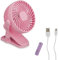 Relaxdays Ventilator klein, 3 Stufen, schwenkbar, mit Clip, leise, Klemmventilator, Büro, Auto, USB-Anschluss, rosa