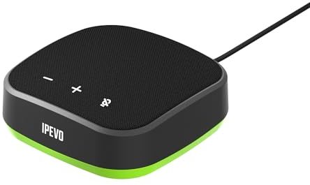 IPEVO Altavoz portátil USB VC-A10, conferencias, videollamadas, reuniones en línea, trabajo híbrido, salas de reuniones, micrófono de reducción de ruido, cobertura de voz de 360°, fácil configuración,