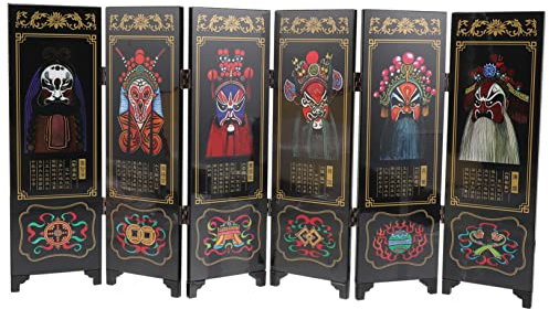 HOMSFOU Kleiner Bildschirm Chinesische Kunst Holz Raumteiler Bildschirm Vintage Ornamente Raumteiler 6 Panel Raumteiler Japanische Raumteiler Vintage Wohnkultur Holzverkleidung Trennwand