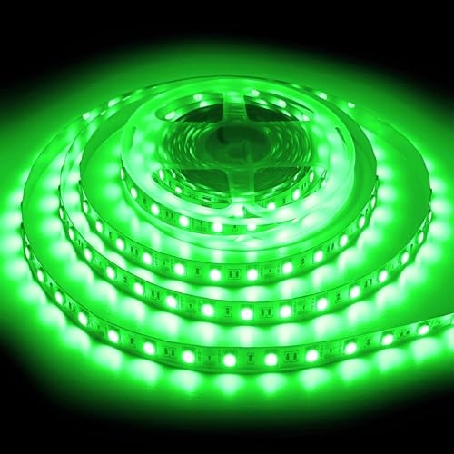 ShineBurky Ruban LED 5M Vert, 12V Bande LED 5 Mètres 300LEDs SMD5050 Bandeau Lumineux LED Strip Light Flexible pour Intérieur Extérieur Chambre TV Noël Décoration DIY (Sans Alimentation)