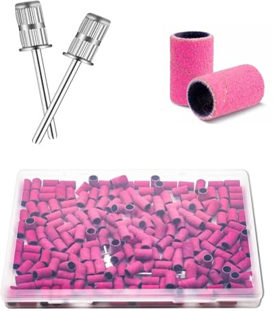 OMBRISA Bandas de Lijado de Uñas para Taladro de Uñas 100Pzs, Grano 180 Bandas de Lijado para Taladro de Uñas, Bandas de Lijado para Taladro de Uñas con 2 Pzs Fresas de 3/32” de Salón de Belleza