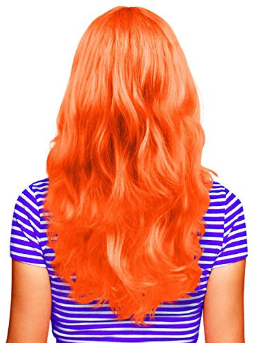 Hatstar Sexy Damen Langhaar Perücke | Frauen Wig lockig - gewellt | Accessoire für Fasching, Karneval und Motto Party (orange)