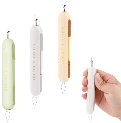 3pcs 2 in 1 Needle Threader Seam Ripper, Integrated Seam Remover & Needle Threading Tool Multifunctional Seam Rippers for Sewing Crafting Knitting Quilting Cross Stitch Supplies