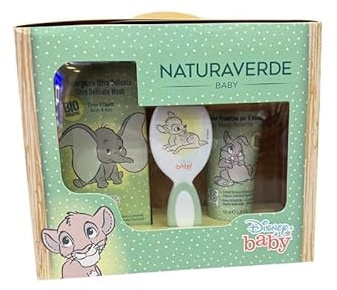 NATURAVERDE BIO BABY | Bio Disney Baby Detergente Delicato C&C 200ml + Crema Protettiva per il Cambio 100ml + Spazzola Capelli - Set Delicato per la Cura dei Più Piccoli