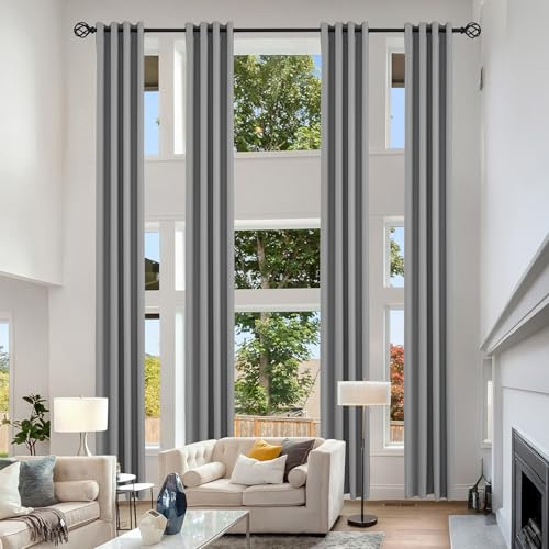 KNEOQIT Extra Long Blackout Curtains,1 Panel, Gray, 52 Wx144 L