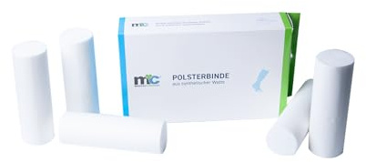 Medicalcorner24 - Cinta de relleno, guata sintética, 3 m x 12 cm, 5 rollos - Material de vendaje para primeros auxilios