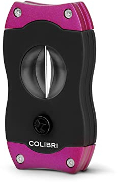 Colibri Premium V-Cut Cigar Cutter - Ergonomic Stainless Steel Spring-Loaded Blade, Ideal for up to 60+ Ring Gauge - Gift for Cigar Enthusiasts (Pink)