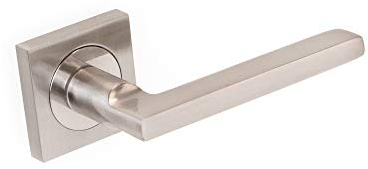 Emuca - Poignée de porte intérieur, ensemble de poignées de porte avec rosace 50x50 mm, Aluminium et zamak, Nickel satiné.