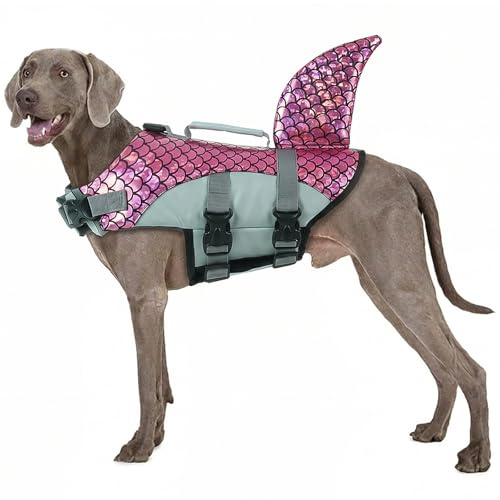 Stor hundflytjacka, justerbara hundflytjackor för båt, säkerhetsbaddräkt för kajak, paddleboarding, båtliv, vattenäventyr (rosa, XL)