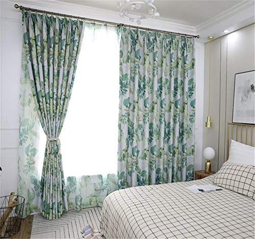 Window Drapes Nordic Style Tropical Rainforest Shading Fabric 2-Pack W x L-66 x 84 Inch (Custom Size (Per Meter))