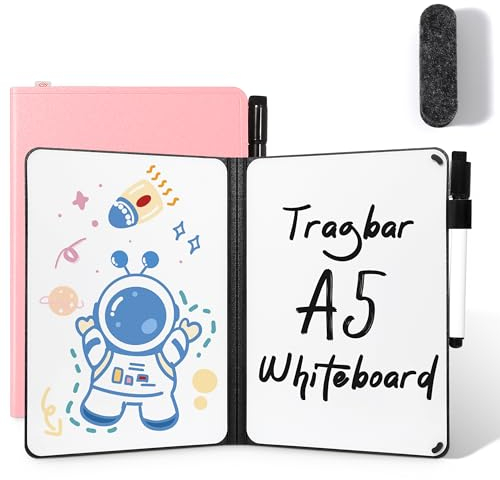 AGM Mini Whiteboard Rosa, Tragbar A5 Memoboard Klein Doppelseitiges Schreiben Whiteboard Kein Magnet, 15 x 21 cm Harte Schale für Büro, Schule, Zuhause - inkl. 1 Marker mit Radierspitze