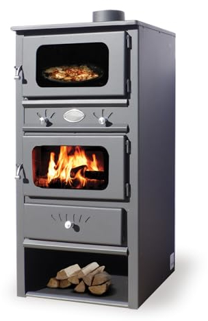 EIDER BIOMASA - Poêle à Bois Avec Four 8 kW - Compact 104 x 42 x 48 cm - Pour l'Intérieur - Volume Chauffant 140 m3 - Fonte