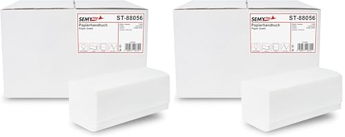 Semy top Asciugamano di carta, piegatura ZZ, 24 x 21 cm, 2 veli, Bianco Brillante, confezione da 6400, Bianco