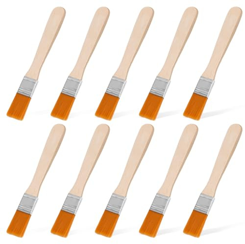 Molain 10 st målarborste, 5 mm nylon ull brädborste liten borste set barn liten pensel för väggar, touch up, skåp, staket, målningsverktyg (1,5 cm borsthuvud)