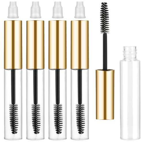 4 Stück Leere Flaschen für Rizinusöl, Wimpernbürste Mit Behälter, Mascara Flasche Kit, Eyeliner Container Tube für Wimperncreme
