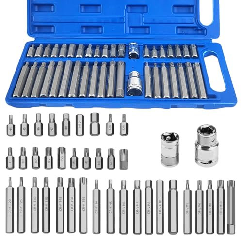 40 Piezas Hexagonales Puntas Torx Kit, Incluyen Hexagonales, Torx y Spline Puntas, Puntas Atornillador Imantadas Kit, Llaves de Vasos de Impacto, para Reparación de Automóviles