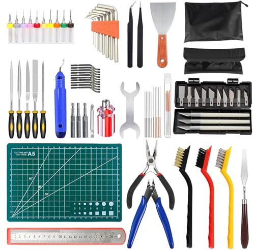Kit d'outils pour Imprimante 3D, 75 PCS Accessoires pour Imprimante 3D avec Kit de Nettoyage de Buse, des Outils d'ébavurage et de Démontage, pour le Retrait, le Nettoyage, la Finition du Modèle