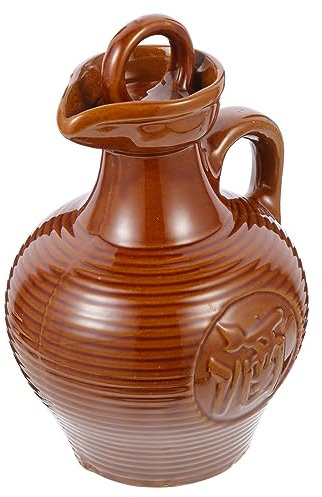 NAMOARLY Brocca Da Vino Portatile in Ceramica 500 Ml Beccuccio Conico e Coperchio Sigillato Per Casa, Ristorante, Campeggio e Bar