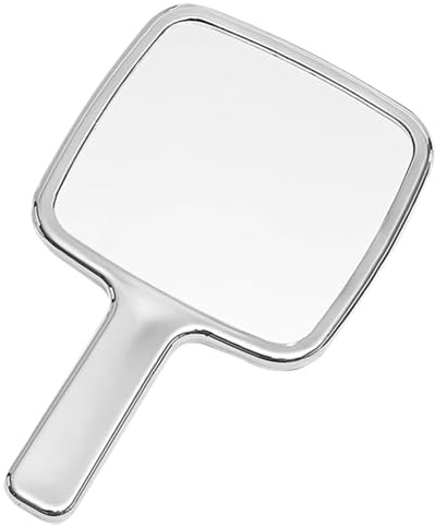 Angoily Handspegel med handtag fyrkantig sminkspegel av galvaniserad metall kompakt vintage resespegel för kvinnor och flickor silverfärger högupplöst sminkspegel
