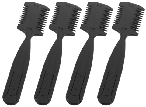 Veemoon 4pezzi Pettine Doppia Lama per Diradamento Capelli Texturizzazione e Rifinitura Punte Doppie Strumento Multiuso per Styling Capelli e Taglio Professionale Design Ergonomico