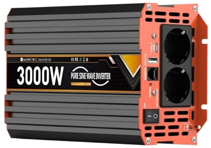 Inversor Transformador Convertidor Voltímetro Coche USB-C Potencia Continua 3000W 1500W para Inversor Onda Sinusoidal Pura CC 12V 24V A CA 230V(24V 3000W)