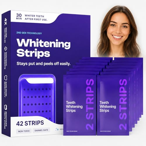 Dr Dent Bleaching Strips 42 Strisce Sbiancanti per Denti Senza Perossido con Tecnologia Viola Delicate sullo Smalto