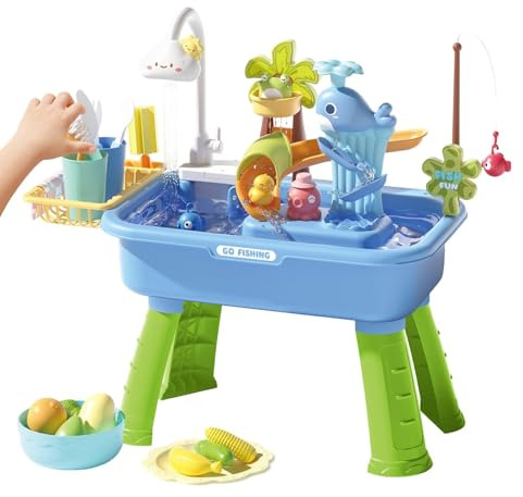 Tavolo ad acqua per bambini, giocattolo con pompa elettrica, giocattolo acquatico estivo, per bambini prescolari, cortile, giardino, spiaggia, campeggio, Gioco Sensoriale per Bambini da 3 Anni