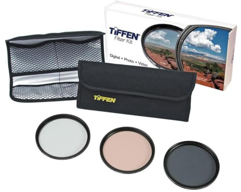Tiffen 58mm Photo Essentials Camera Lens Filter Kit with UV Protector, 812 Color Warming, Circular Polarizing Glass Filters and 4 Pocket Pouch