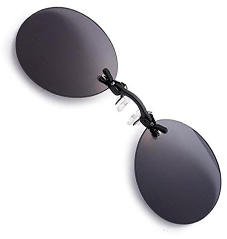 NorthEarth 3 Colors Retro Round Clip On Nose glasses Matrix Morpheus Movie rimless sunglasses men (Black, Black)