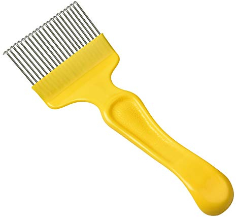 APIFORMES Entdeckelungsgabel - Plastik mit 21 gebogenen Nägeln 90 Grad- Rot/Gelb