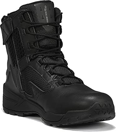 Belleville TR1040-LSZ Tactical Boot - Side-Zip Police Ankle Leather Boots - Hot Weather Footwear - Polishable Military Gear - Nitrile Rubber Outsole - PTO Orthotic Footbed - Black - 12 Wide
