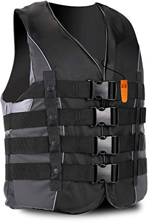 XGEAR Adult USCG Life Jacket Vest Water Sports (Black, L)