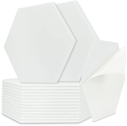 BXI Sound Absorber - 16 Pack Self-adhesive 14.2 X 12.3 X 0.4 Inches Acoustic Absorption Panels, Hexagon Sound Absorbing Panels for Wall and Ceiling Acoustic Treatment