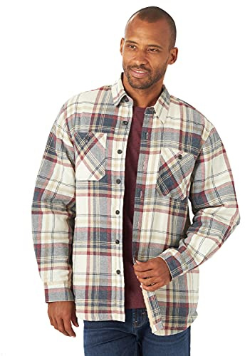 Wrangler Authentics Giacca da Uomo a Maniche Lunghe Foderata in Sherpa, Beige Chiaro mélange, M
