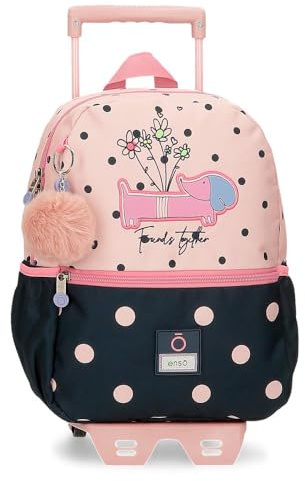 Enso Friends Together Zaino per la scuola adattabile a carrello rosa 25 x 32 x 12 cm Poliestere 9,6 L, Rosa, Zaino prescolare adattabile a carrello