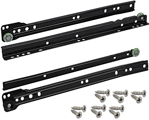 Stahlia (1 Paar) Schubladenschienen Rollenführung Teilauszug Schwarz 500mm Schubladenauszug Schienen Führungsschiene Schienen mit Rollen Laufschiene