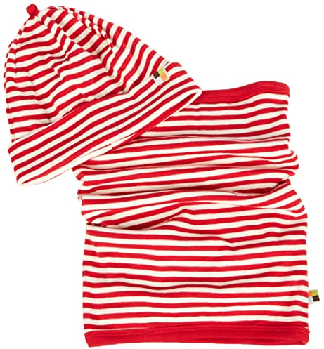 loud + proud Unisex Baby Set Schlauchschal, GOTS Zertifiziert Beanie-Mütze, Tomato, 45-48 EU
