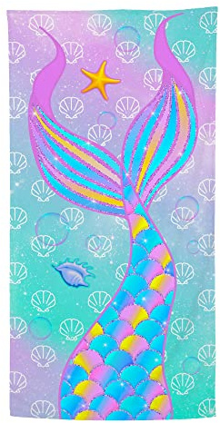 Bonsai Tree Mermaid Beach Towel, Mermaid Girl Beach Towel for Kid, Microfiber Bath Towels Gifts, Microfiber Bath Travel Towels for Women Yoga Sports 30 X 60