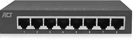 ACT Conmutador de 8 Puertos, conmutador Gigabit de 8 Puertos, LED de Puerto, 1000 Mbps LAN, Carcasa de Metal - AC4418