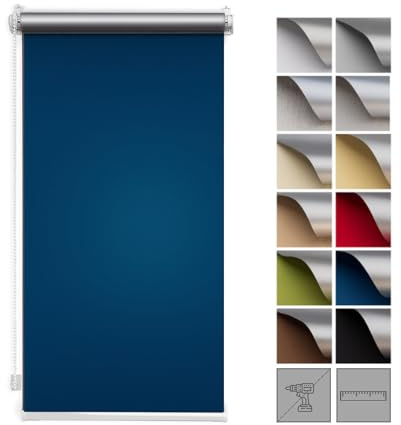 Zero Home - Premium Verdunklungsrollo Ohne Bohren I Klemmrollos für Fenster und Türen Thermorollo I Klemmfix Rollo I Sichtschutz und Sonnenchutz I Blackout I 80x220cm - Blau