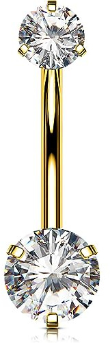 OUFER Body Piercing Internally Titanium Belly Button Bars 10/12/14/16mm Belly Bars 14G Extra Long Navel Piercing Jewellery Gold Navel Bars Belly Button Piercing Jewellery