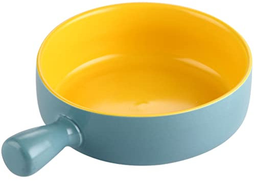 Ceramic Baking Bowl Roasting Lasagna Pan French Onion Soup Bowl Mini Casserole Dish Ramekins Round Christmas Bakeware with Handle for Chili Beef Stew Pudding A Pan (Color : As Shown, Size : 20 (Color