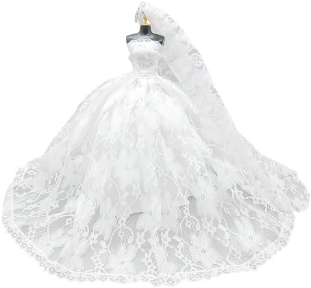 Ensemble de Robe de Mariage pour Poupée - Robe de Mariée, Voile, Vêtements à Enfiler et Accessoires