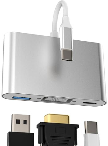 Adattatore USB C USB Hub Cavo VGA (3in1)per Apple iPad iPhone15 MacBook Air DisplayPort 3.0 DVI Multiporta Adapter Compatibile per Samsung Type Accessori Convertitore AV Proiettore Sdoppiatore tp-3in1