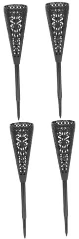 Alipis 4 Piezas Florero De Cono Decorativo Cubo De Flores De Cementerio Floreros para Centros De Mesa Flores Artificiales Aire Macetas De Cementerio Tumba Solar Black El Plastico