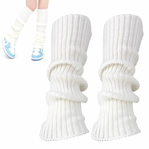 Bein Stulpen Damen,Leg Warmers,Legwarmers,Beinstulpen Damen Stulpen für Beinstulpen Kinder,Ballett stulpen Mädchen Kostüm,Fashion Beinlinge,Winter Beinwärmer Stricken,Vintage Legwarmer (2, Weiß 40cm)