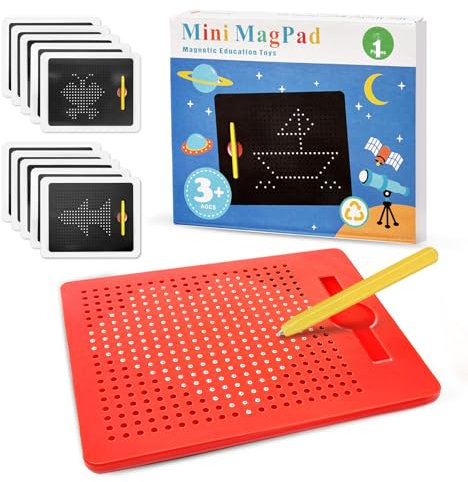 AMFUN Tableau à Dessin Magnétique, Planche à Dessin Créative avec Stylo Magnétique, Tablette Magnétique Enfant, Jeu Magnétique avec Billes et Stylo pour Enfants Famille Ecole (Rouge)