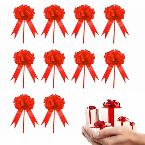 Coccarde per Pacchi Regalo,Fiocchi per Pacchi Regalo,Coccarde Natalizie,Fiocco Decorazione Farfalla Nastro Regalo per Natale,Feste,Matrimonio,San Valentino Decorazione e Compleanno,Rosso,10 Pezzi