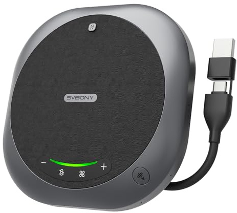 SVBONY Omni2P Conference Microphone,Dual Loudspeaker&2 Pickup Modes for Conference Room, AI Bidirectional Noise Cancellation, Bluetooth 5.3, 6 Mics Supports 20 People Telephone Audio for Zoom Meetings