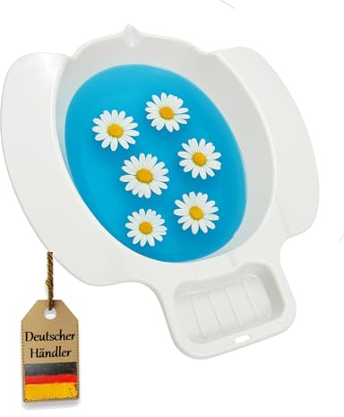 FabaCare Sitzbad für Toilette | Bidet-Aufsatz mit 3,5 L Füllmenge, Seifenablage & Aufhängung – Toilettenhilfe bei Hämorrhoiden, Intimhygiene & Pflege
